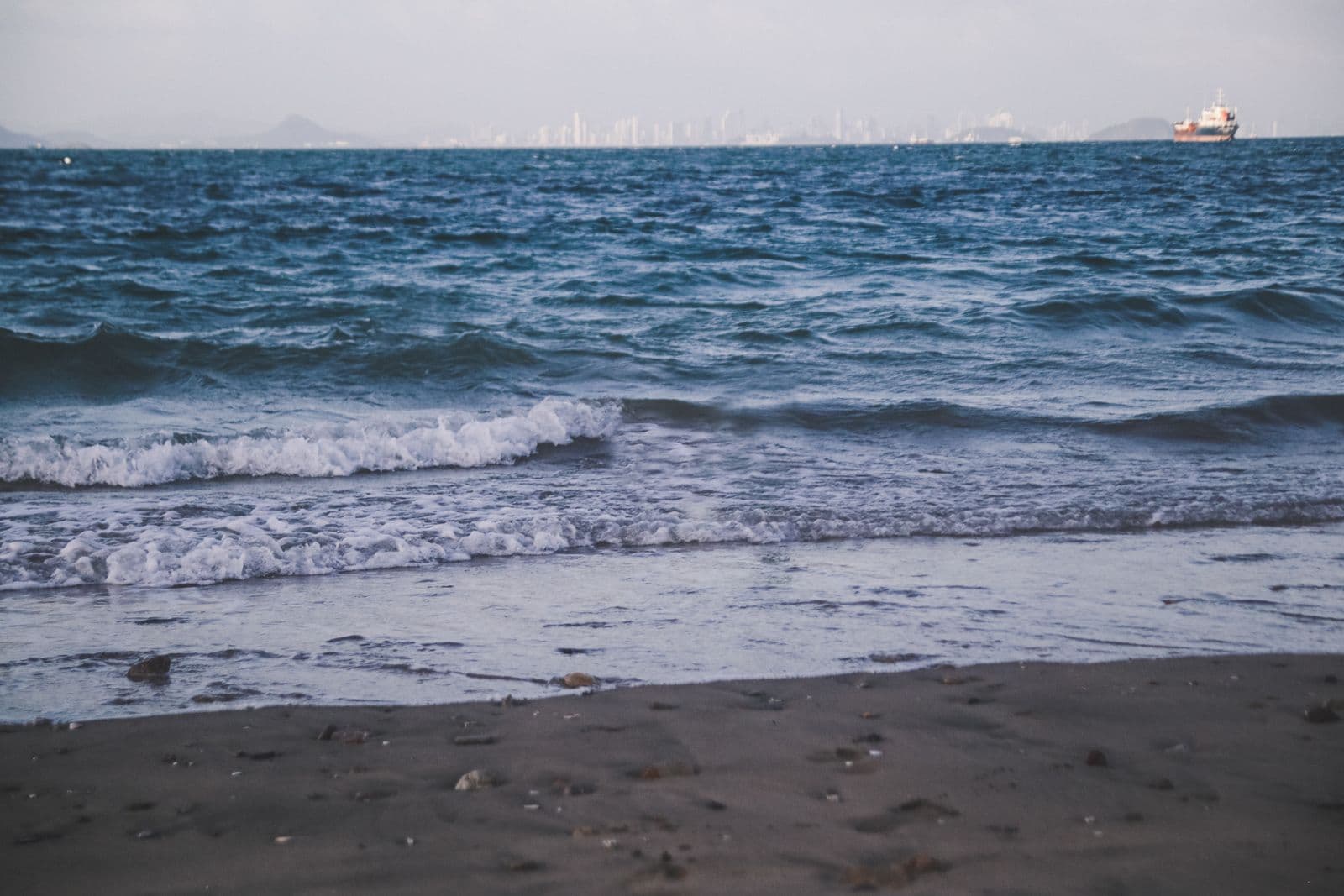 Ocean waves rolling onto an Azuero Peninsula shore